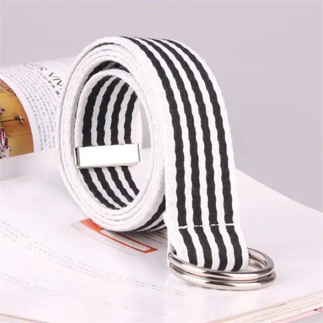 Simple Unisex Waistbands Retro Adjustable One Size Cotton Strap Metal Buckle 116cm Belts For Men