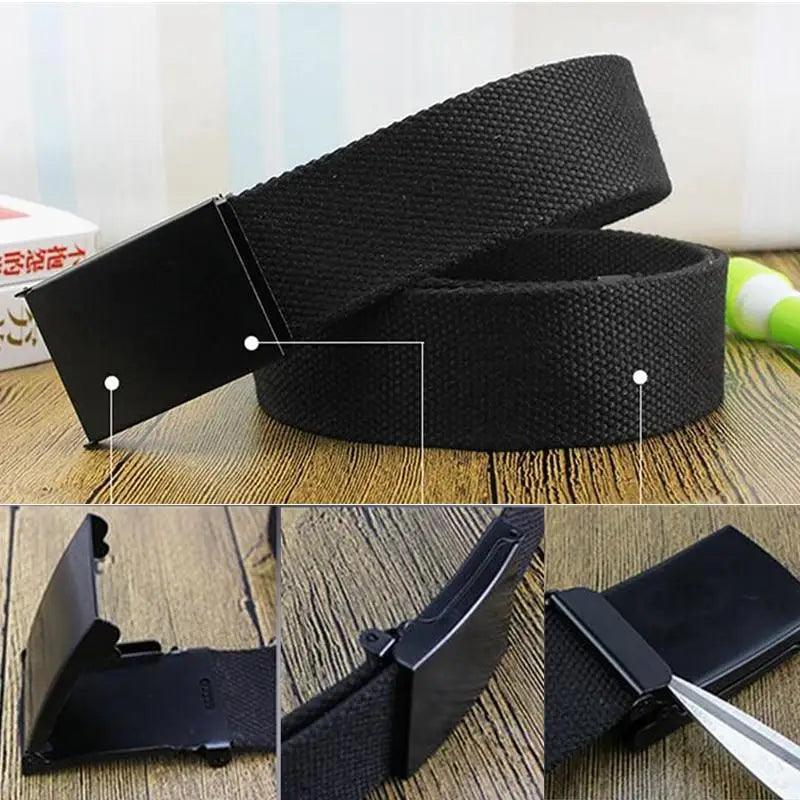 Simple Unisex Waistbands Retro Adjustable One Size Cotton Strap Metal Buckle 116cm Belts For Men