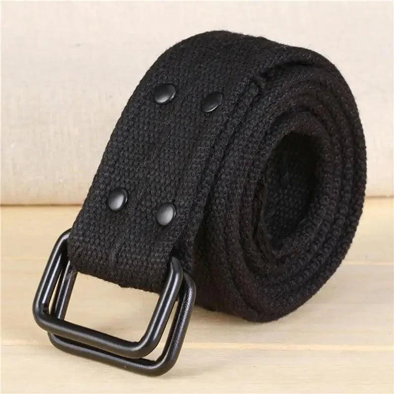 Simple Unisex Waistbands Retro Adjustable One Size Cotton Strap Metal Buckle 116cm Belts For Men