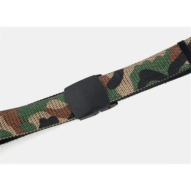 Simple Unisex Waistbands Retro Adjustable One Size Cotton Strap Metal Buckle 116cm Belts For Men