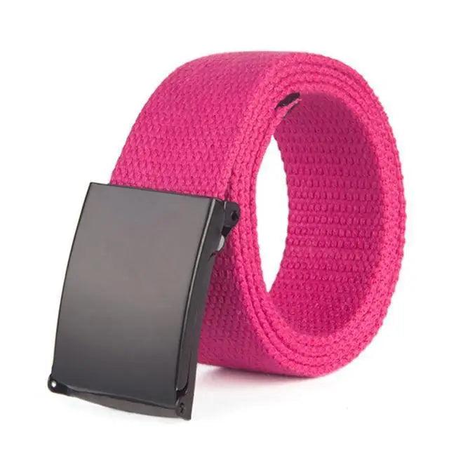Simple Unisex Waistbands Retro Adjustable One Size Cotton Strap Metal Buckle 116cm Belts For Men