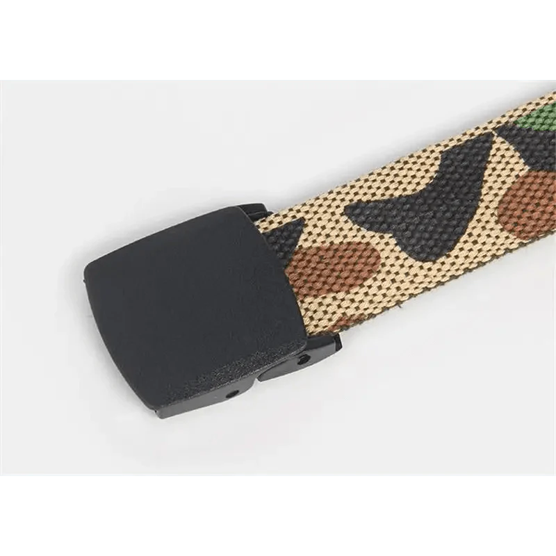 Simple Unisex Waistbands Retro Adjustable One Size Cotton Strap Metal Buckle 116cm Belts For Men