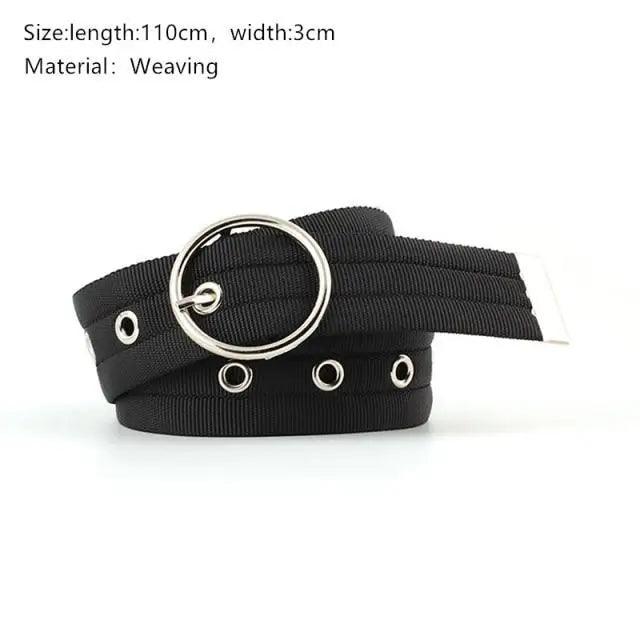 Simple Unisex Waistbands Retro Adjustable One Size Cotton Strap Metal Buckle 116cm Belts For Men
