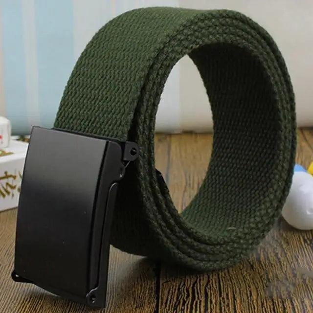 Simple Unisex Waistbands Retro Adjustable One Size Cotton Strap Metal Buckle 116cm Belts For Men