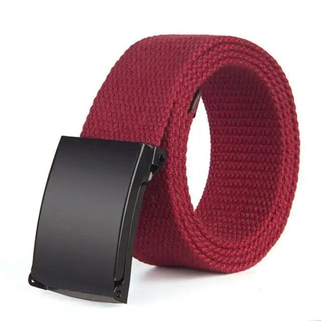 Simple Unisex Waistbands Retro Adjustable One Size Cotton Strap Metal Buckle 116cm Belts For Men