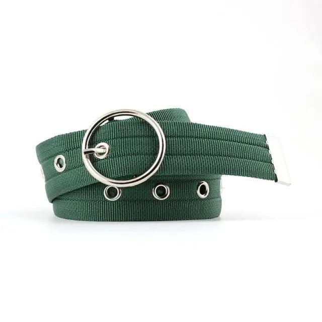 Simple Unisex Waistbands Retro Adjustable One Size Cotton Strap Metal Buckle 116cm Belts For Men