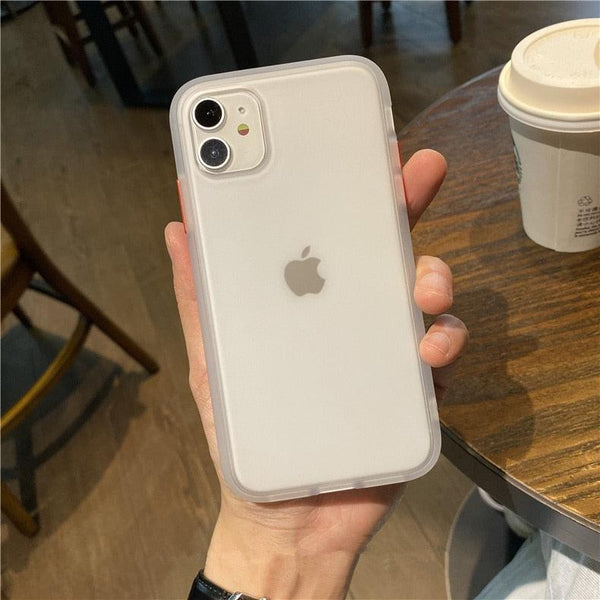Simple White Camera Shockproof Silicone Phone Case For iPhone 13 Pro Max 14 Pro Protect Cover For Men Modern Translucent Back Cover Mobile case Compatible with iPhone