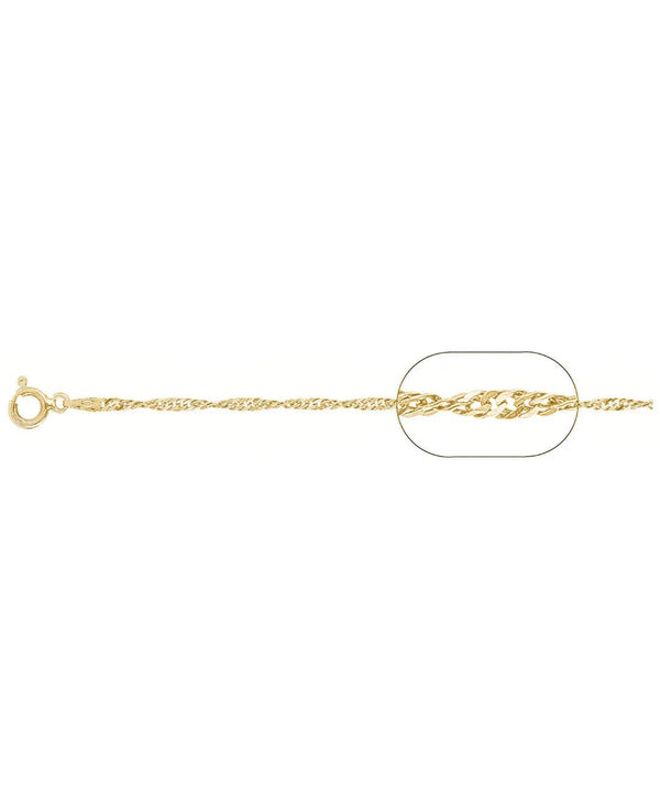 Sterling Silver Yellow Gold 2MM Diamond Cut Singapore Link Chain Necklace - Gifts for You 'n Me