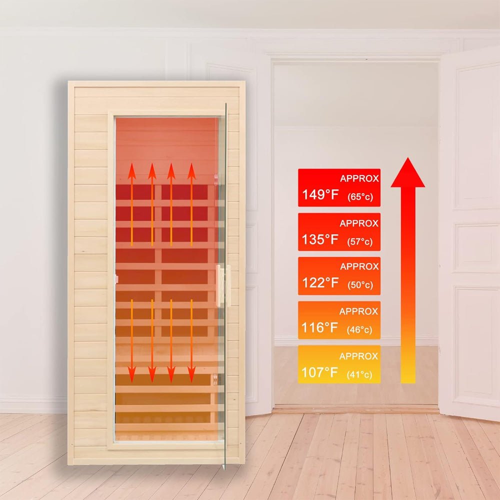 Elara Premium 1-Person Indoor Low EMF FAR Infrared Heat Hemlock Wood Personal Home Spa Sauna, 1200W (SAK27463)