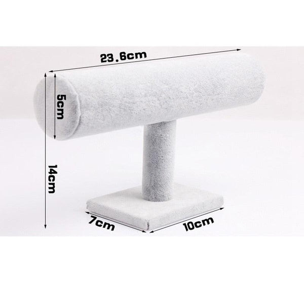 Single Tier Velvet Bracelet Chain Watch T-Bar Rack Jewelry Hard Display Stand Holder Jewelry Organizer High Quality Display Stand Jewelry Display Stand Pendant Jewelry Holder For Watch Bracelets
