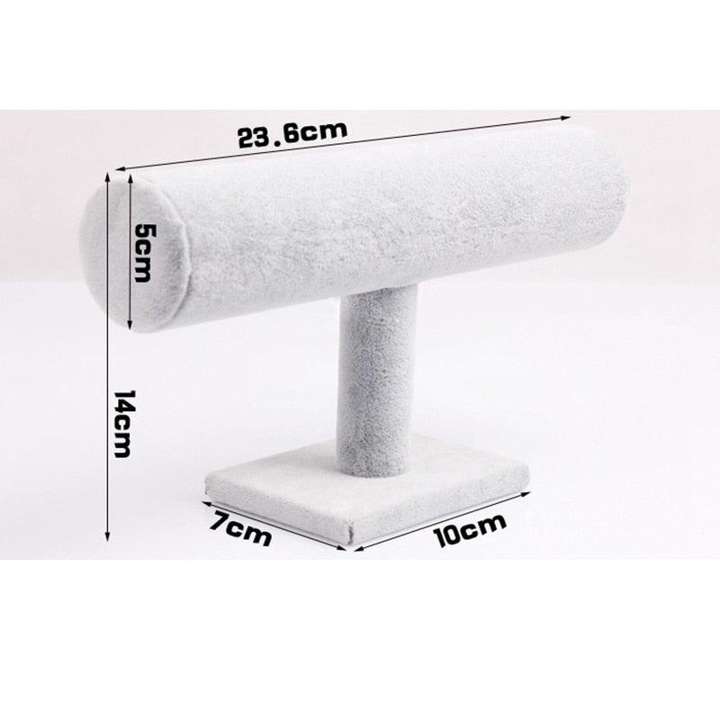 Single Tier Velvet Bracelet Chain Watch T-Bar Rack Jewelry Hard Display Stand Holder Jewelry Organizer High Quality Display Stand Jewelry Display Stand Pendant Jewelry Holder For Watch Bracelets