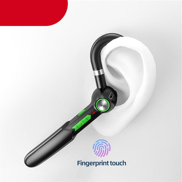 Single Wireless Bluetooth 5.0 Headset Handsfree HIFI Fingerprint Touch Hanging Ear Earphone for iPhone Waterproof Earpiece Ear Wireless Bluetooth Sport Headphones