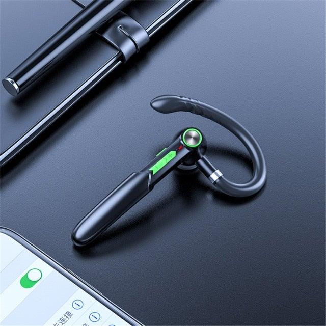Single Wireless Bluetooth 5.0 Headset Handsfree HIFI Fingerprint Touch Hanging Ear Earphone for iPhone Waterproof Earpiece Ear Wireless Bluetooth Sport Headphones