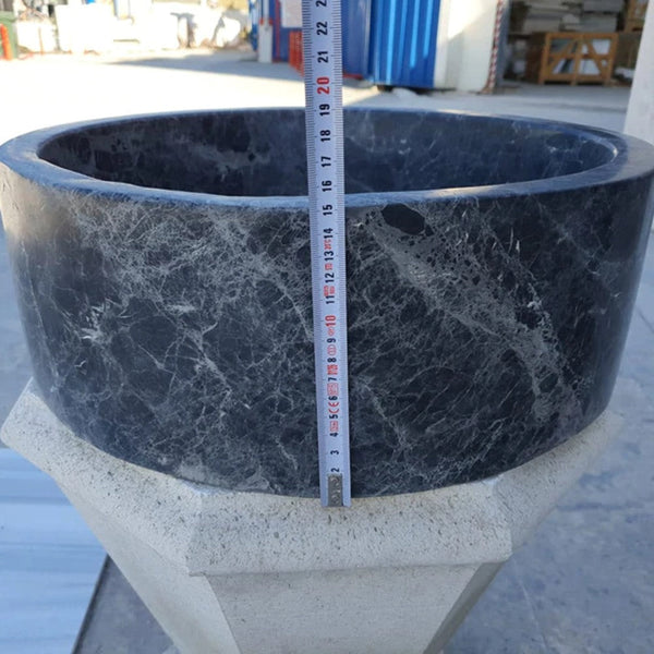 Natural Stone Sirius Black Marble Vessel Sink Polished (D)16.5