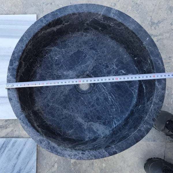 Natural Stone Sirius Black Marble Vessel Sink Polished (D)16.5