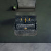 Sirius Black Marble Wall-mount Bathroom Sink Ribbed with 4