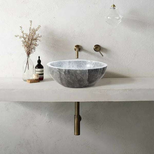Sirius Gray Marble Vessel Above Vanity Bathroom Sink Polished (D)15