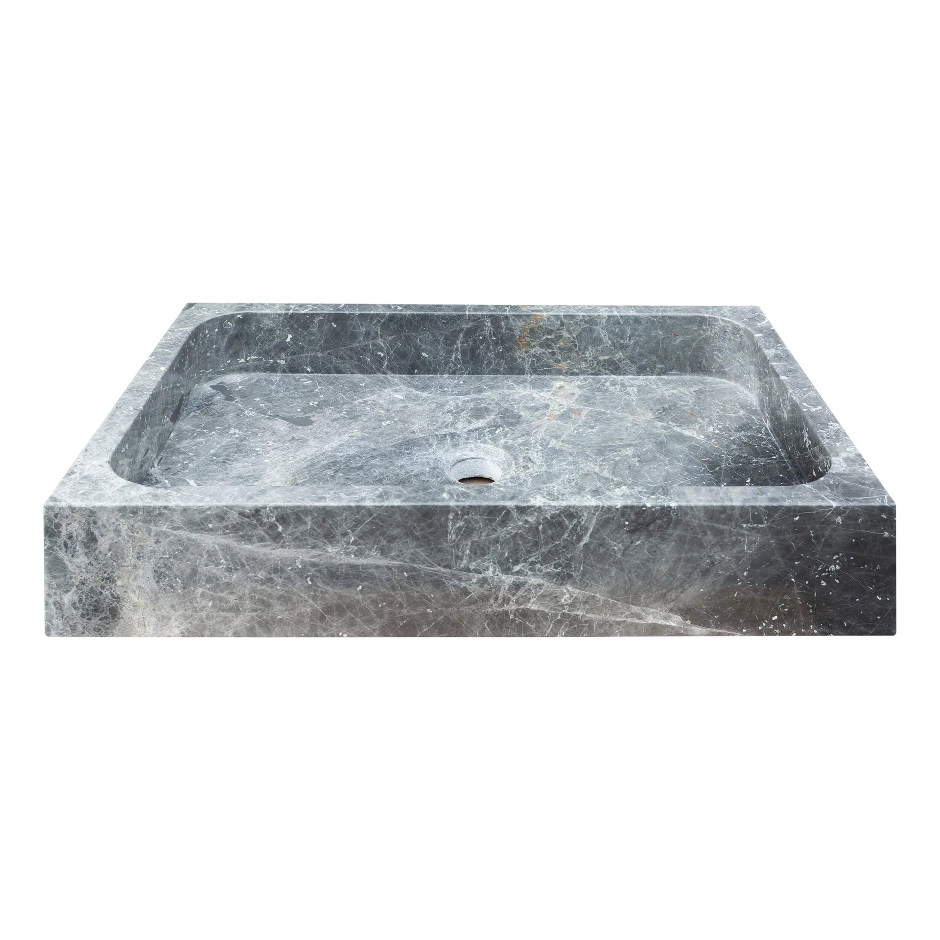 Sirius Gray Marble Rectangular Above Vanity Bathroom Sink (W)15