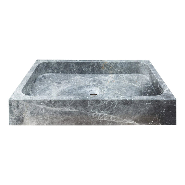 Sirius Gray Marble Rectangular Above Vanity Bathroom Sink (W)15