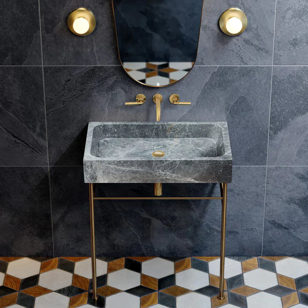 Sirius Gray Marble Rectangular Above Vanity Bathroom Sink (W)15