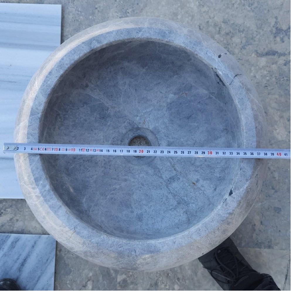 Sirius Silver Marble Natural Stone Vessel Sink (D)15.5