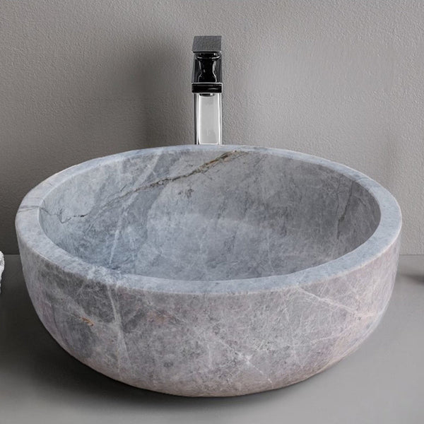 Natural Stone Sirius Silver Marble Above Vanity Bathroom Vessel Sink (D)16