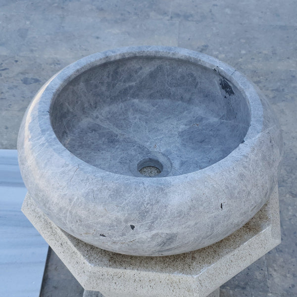 Sirius Silver Marble Natural Stone Vessel Sink (D)15.5