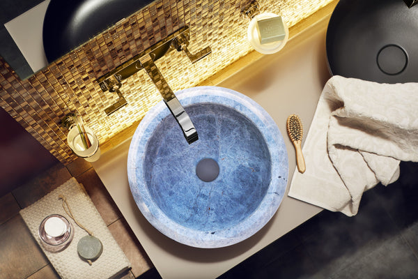 Sirius Silver Marble Natural Stone Vessel Sink (D)15.5