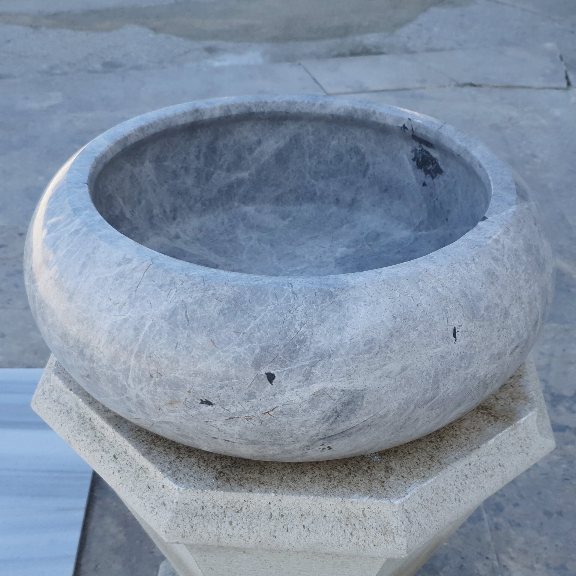 Sirius Silver Marble Natural Stone Vessel Sink (D)15.5