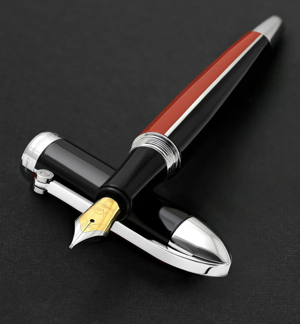 Visionary® Brass & Aluminum Enameled Fountain Pen (Medium Nib) - Red / Black - Gifts for You 'n Me