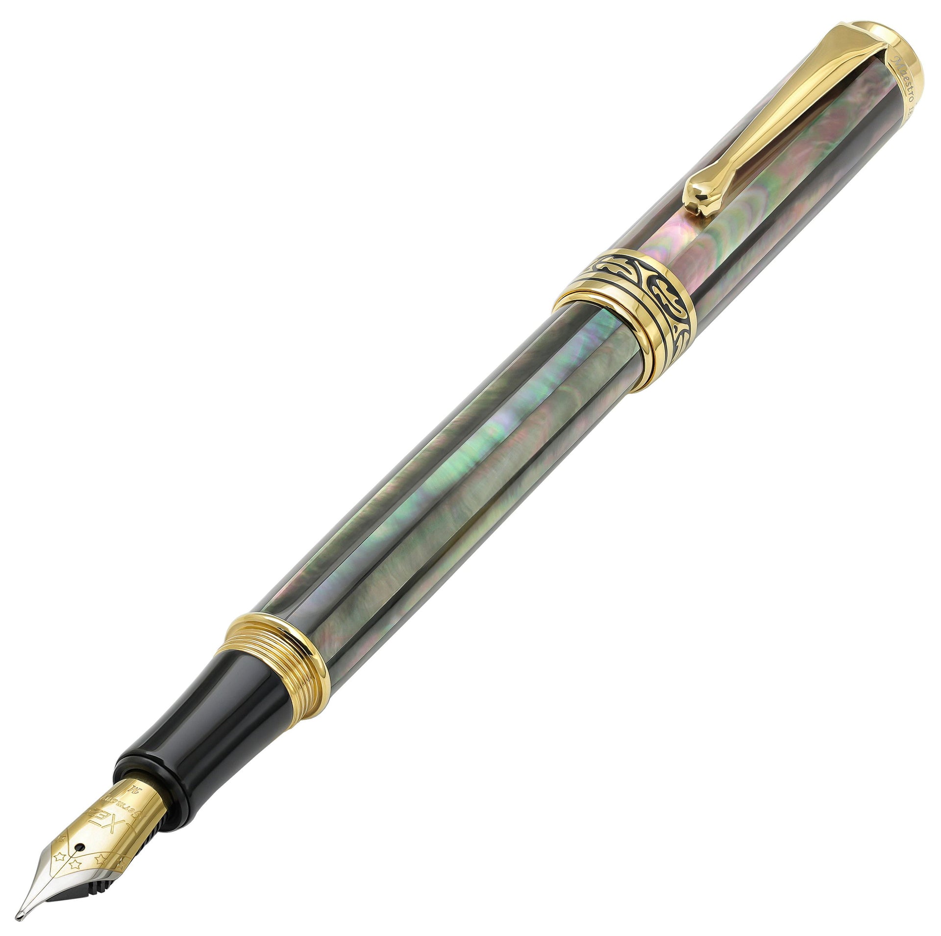 Maestro® 18K Gold Plated Fountain Pen (Medium Nib) - Tahitian Black Mother of Pearl