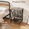 Mid-Century Record Player Stand with Built-in Charging Station-Gray - Gray
