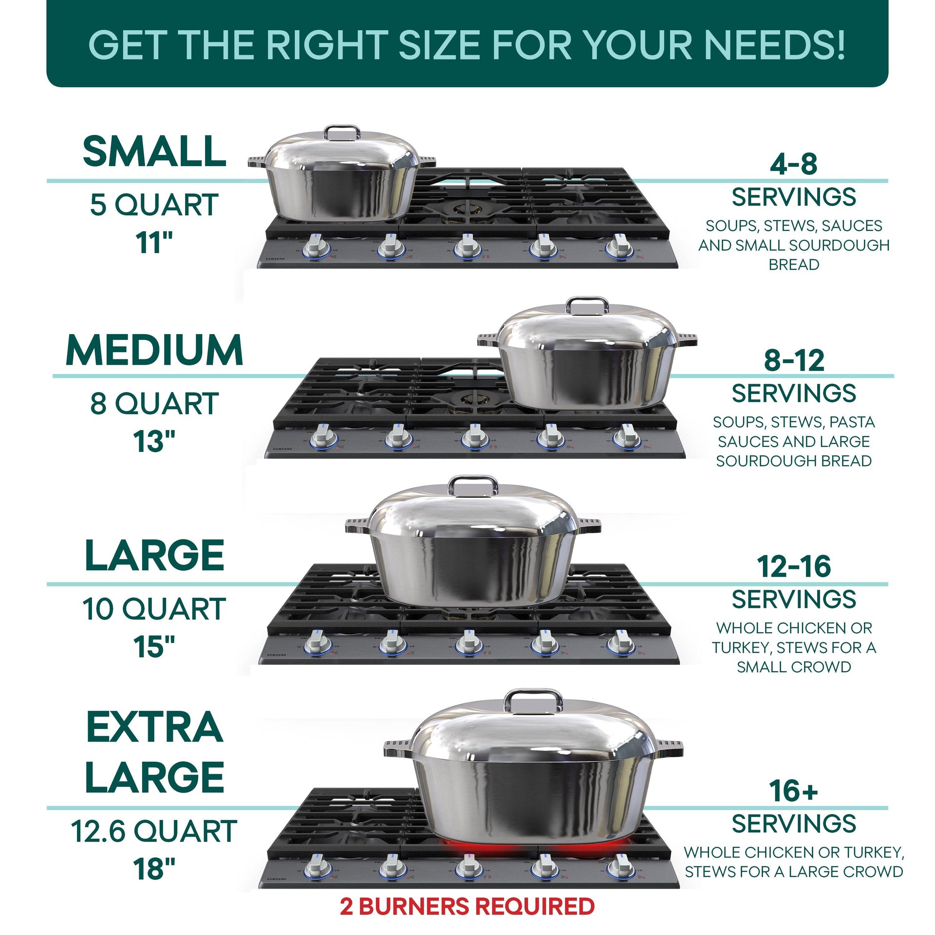 Oval Dutch Oven with Lid - 10 Quart (15 Inch)