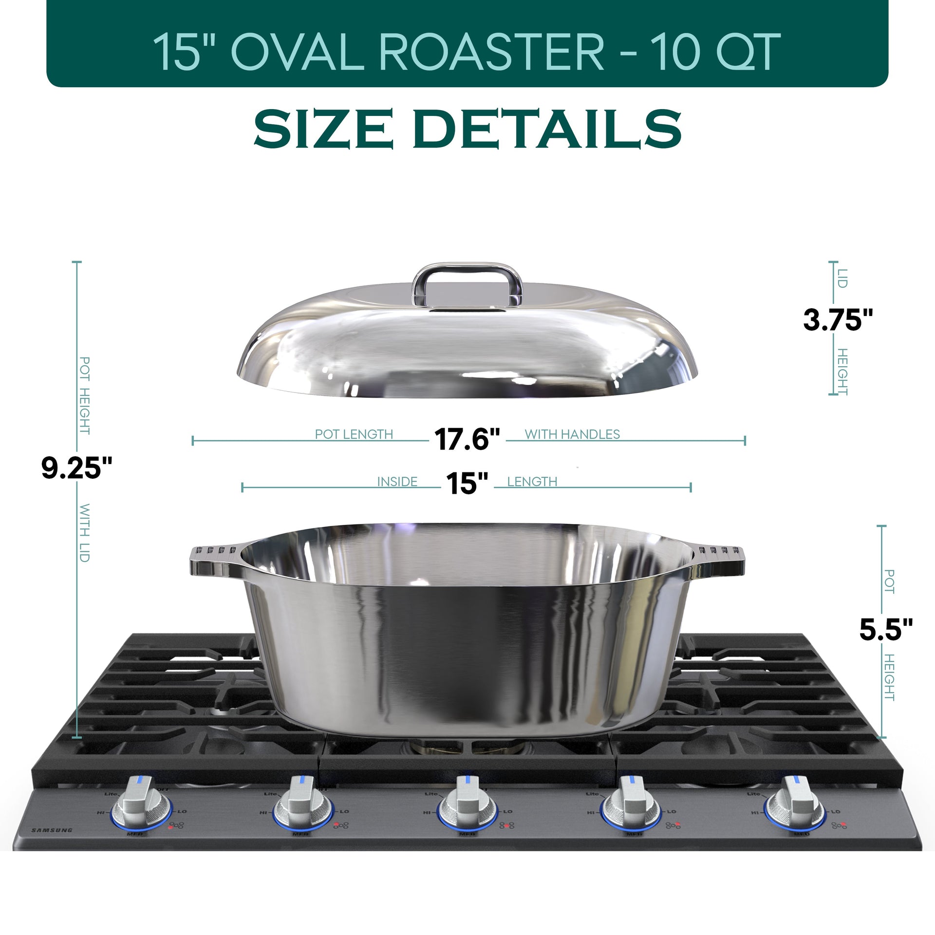 Oval Dutch Oven with Lid - 10 Quart (15 Inch) MAGNAWARE