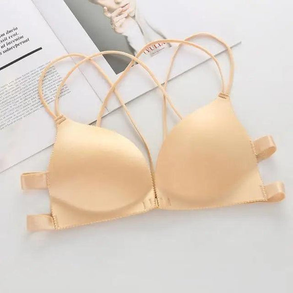 Sizzling Back Beautify Ladies Front Closure Wire Free Fashion Bra Padded Lingerie Bralette Gather Push Up Seamless Bra For Female