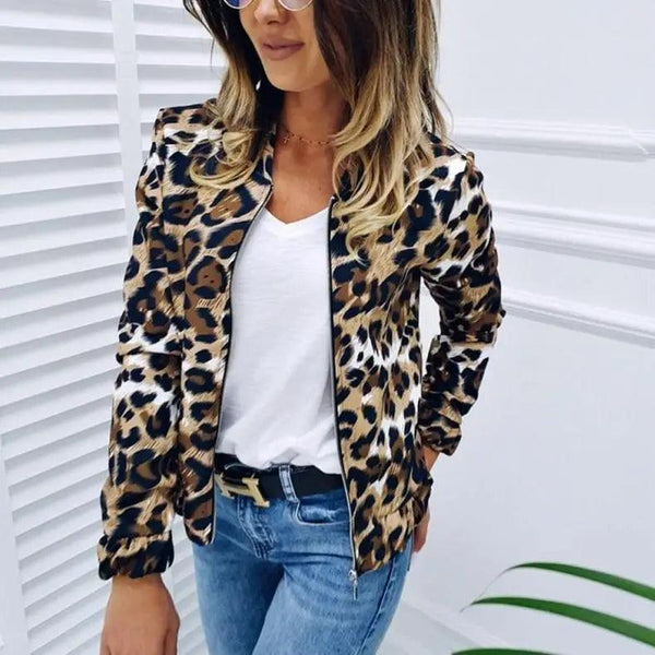 Sizzling Stylish Women's Long Sleeve Jacket Sweater Top Ladies Casual Leopard Print, Cardigan Zipper, Short Outwear, Coat Jacket