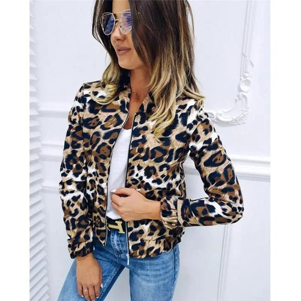 Sizzling Stylish Women's Long Sleeve Jacket Sweater Top Ladies Casual Leopard Print, Cardigan Zipper, Short Outwear, Coat Jacket