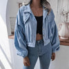 Sizzling Women's Corduroy Lantern Long Sleeves Stylish Jacket Fall Winter Elegant In Solid Color Loose Casual Short Jackets