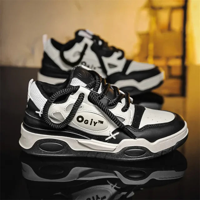Skateboard Sneakers for Men Design Thick Lace Up Korean Version Platform Men Shoes Vulcanized Shoes Comfort Men's Walking Shoe