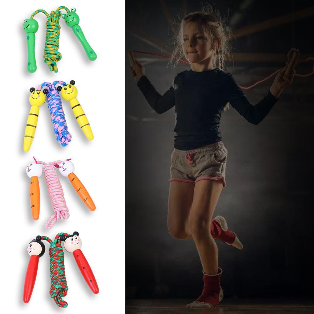 Skipping Rope With Wooden Handles Jumping Rope Men Women Adjustable Sports Braided Tangle-Free Jump Rope Cable Fitness Skipping Jumping Rope For Kids Youth Beginners Jumpropes Bulk Set Toys Wooden Handle Cotton Ropes Cute Animals Jumprope