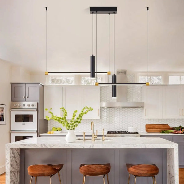Sleek Linear Pendant Light with Adjustable Height for Kitchen Island
