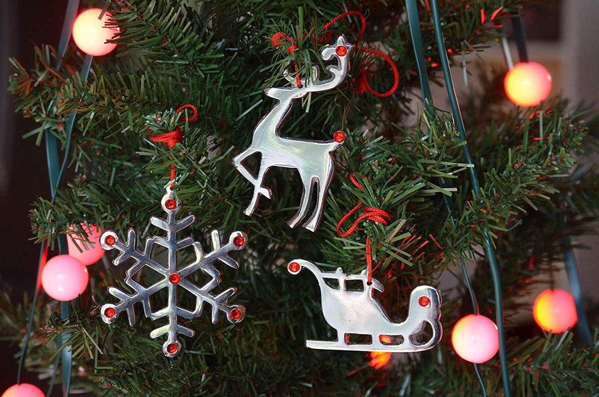 Vibhsa Sleigh Christmas Tree Ornament Decorations Set of 4