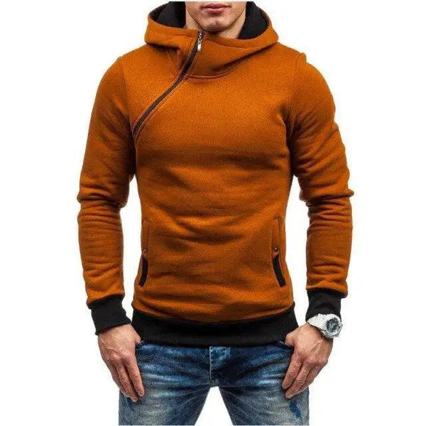 Slim Fit Men's Jacket Male Hip Hop Jackets Men's Hooded Pullover Jackets Diagonal Jackets Thicken Sports Outdoor Clothing Black  Collar Stylish Jacket For Men Classic Design Warm Winter Jackets For Men