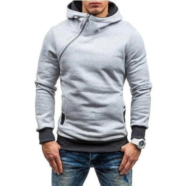 Slim Fit Men's Jacket Male Hip Hop Jackets Men's Hooded Pullover Jackets Diagonal Jackets Thicken Sports Outdoor Clothing Black  Collar Stylish Jacket For Men Classic Design Warm Winter Jackets For Men