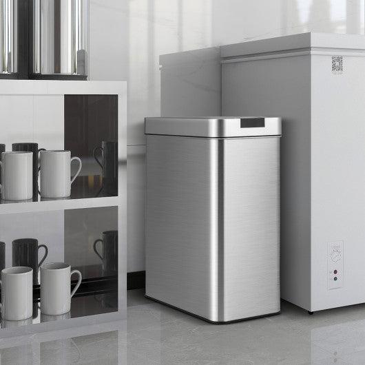 13.2 Gal Slim Kitchen Trash Can with Wing Lids and Stainless Steel Frame