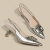 Slingback Pointed Toe Pumps - Silver / 38