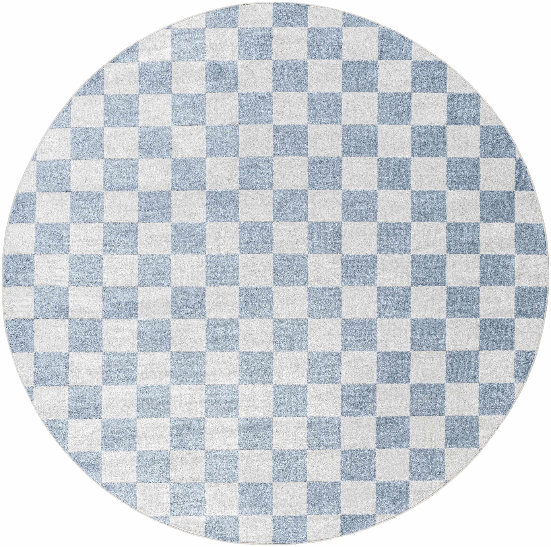Brone Blue Checkered Washable Rug