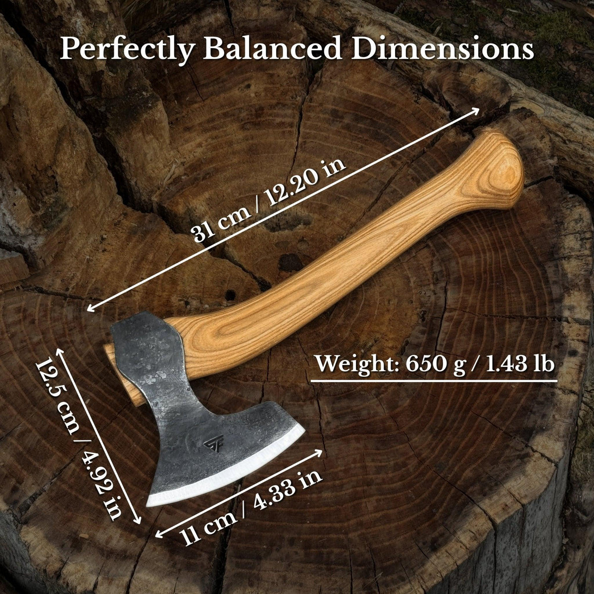 Small Carving Axe, 650 g (1.43 lb)