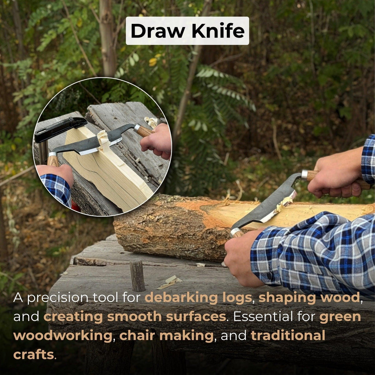 Small Curved Drawknife (Push/Pull), 10.5 cm (4.13 inches)