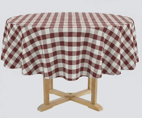 Dark Red Tablecloth - Checked